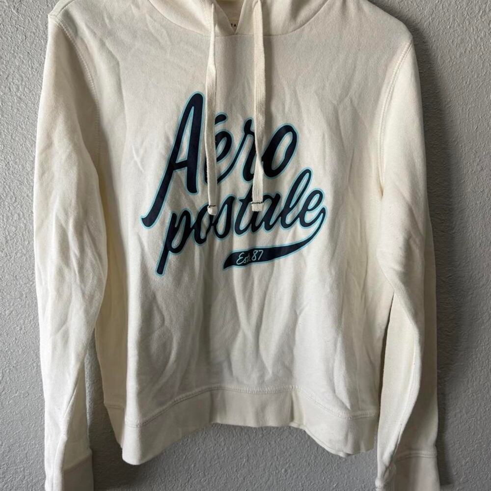Aeropostale white hoodie with blue